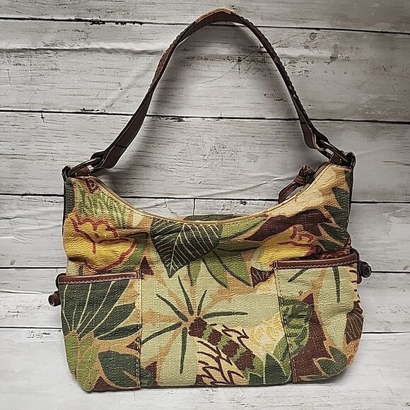 Fossil Handbags - Vintage Fossil Flower Boho Medium Satchel Handbag Purse Shoulder Bag ZB 2195